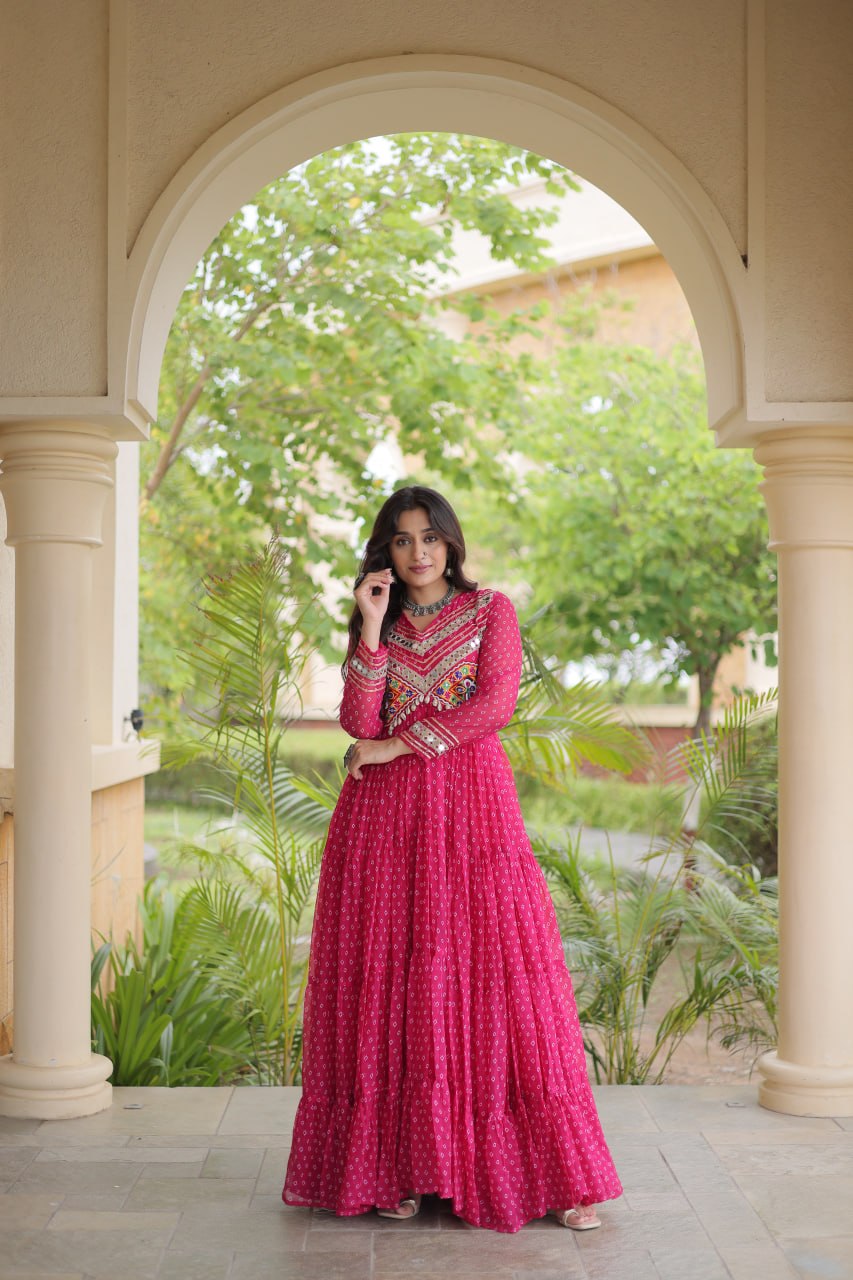 Bandhani Kutchi Patchwork Gown ClothsVilla