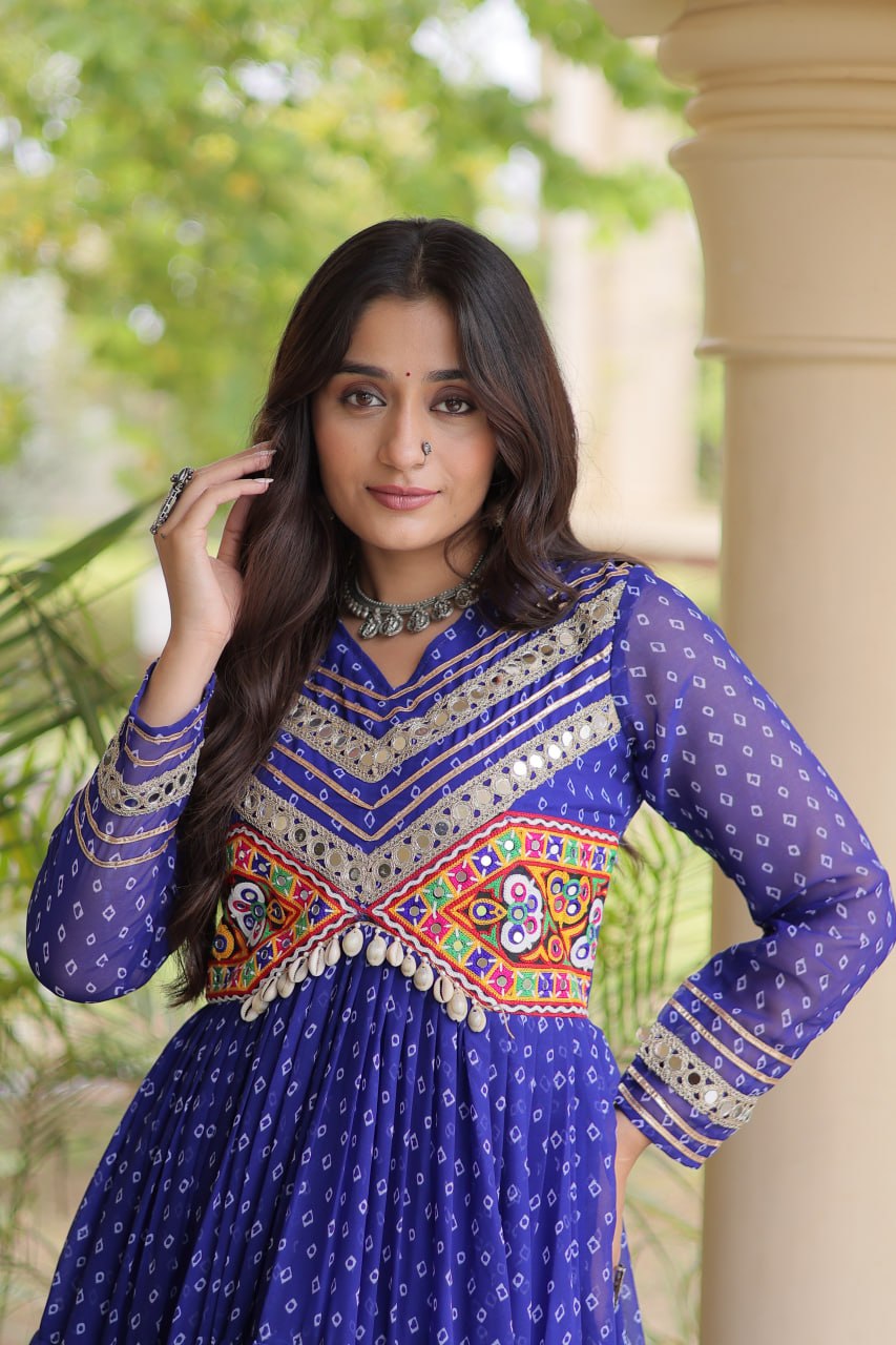 Bandhani Kutchi Patchwork Gown ClothsVilla