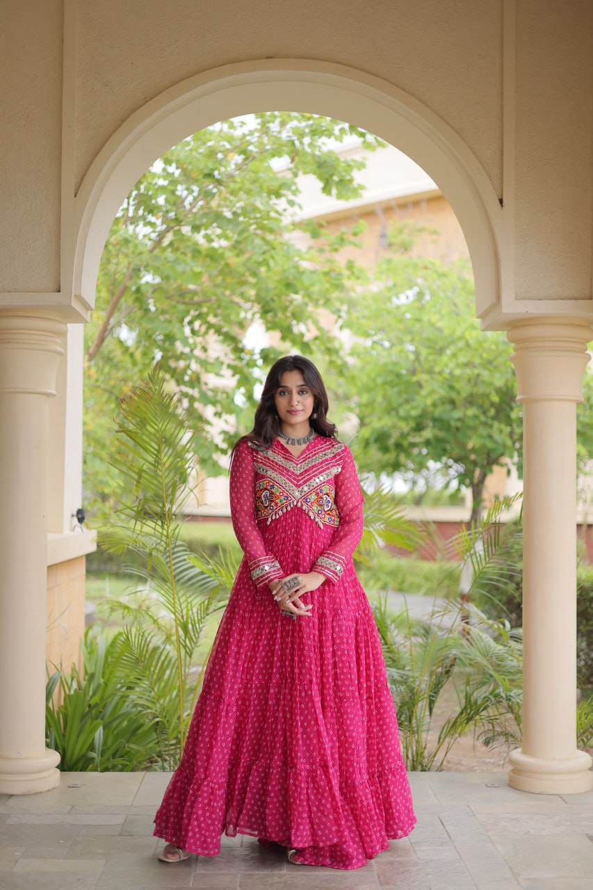 Bandhani Kutchi Patchwork Gown ClothsVilla