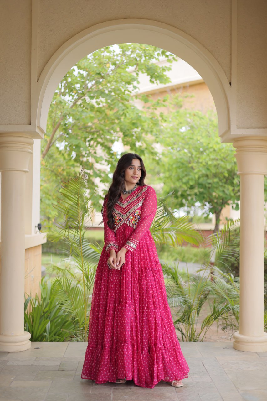 Bandhani Kutchi Patchwork Gown ClothsVilla