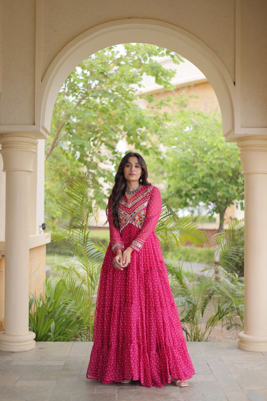 Bandhani Kutchi Patchwork Gown ClothsVilla