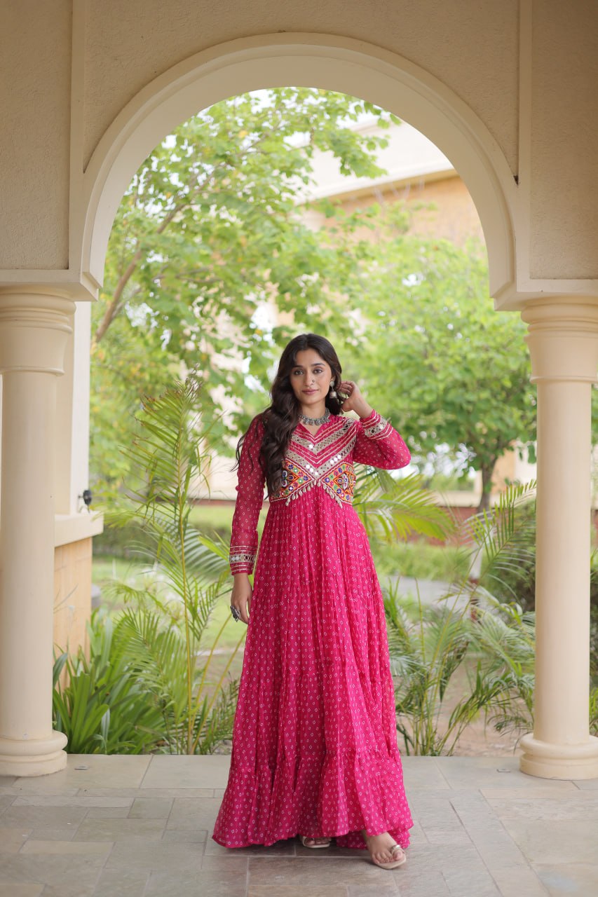 Bandhani Kutchi Patchwork Gown ClothsVilla