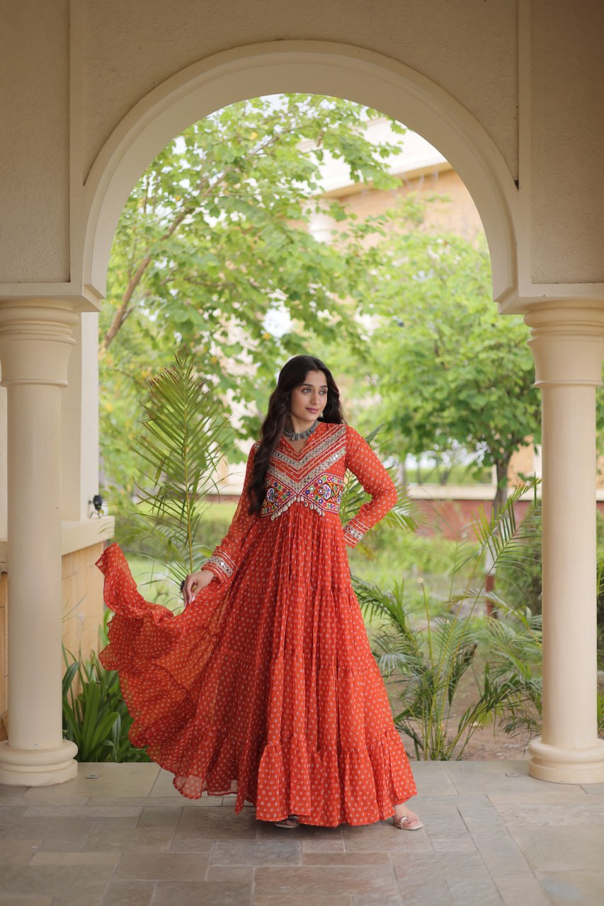 Bandhani Kutchi Patchwork Gown ClothsVilla