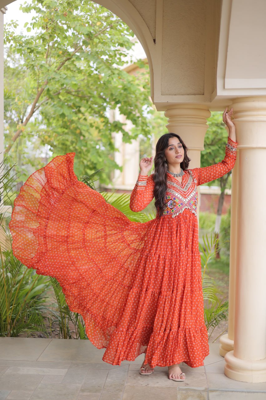 Bandhani Kutchi Patchwork Gown ClothsVilla