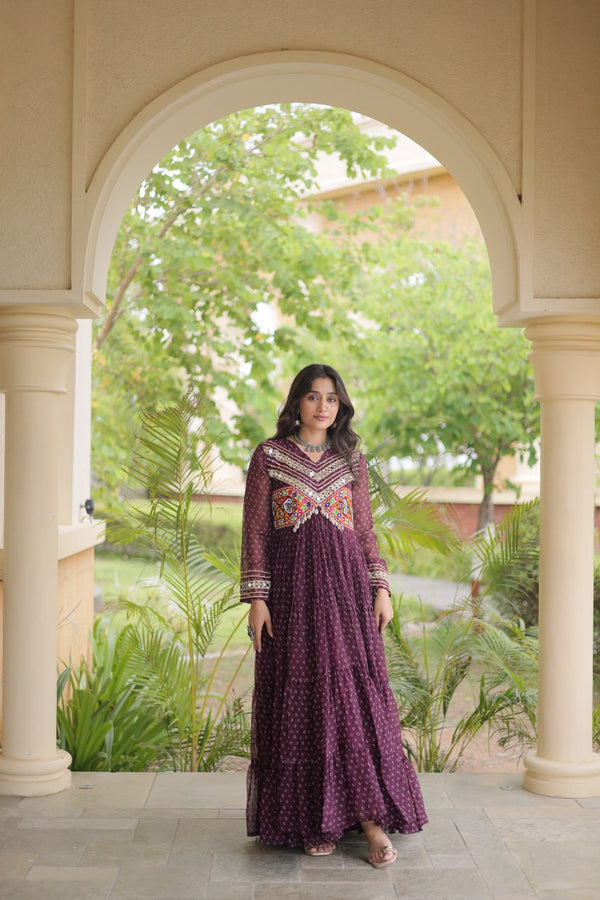 Bandhani Kutchi Patchwork Gown ClothsVilla