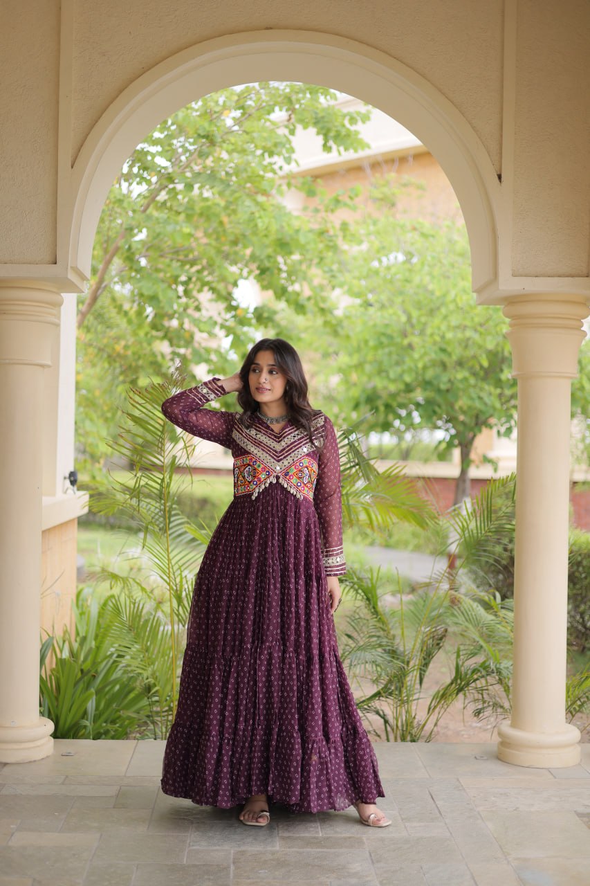 Bandhani Kutchi Patchwork Gown ClothsVilla