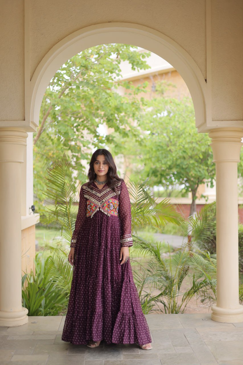 Bandhani Kutchi Patchwork Gown ClothsVilla