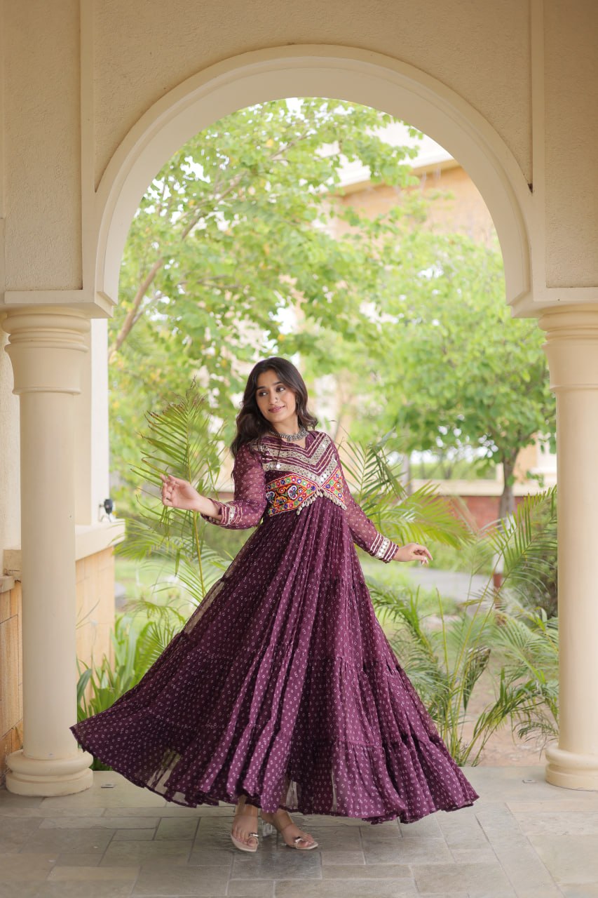 Bandhani Kutchi Patchwork Gown ClothsVilla