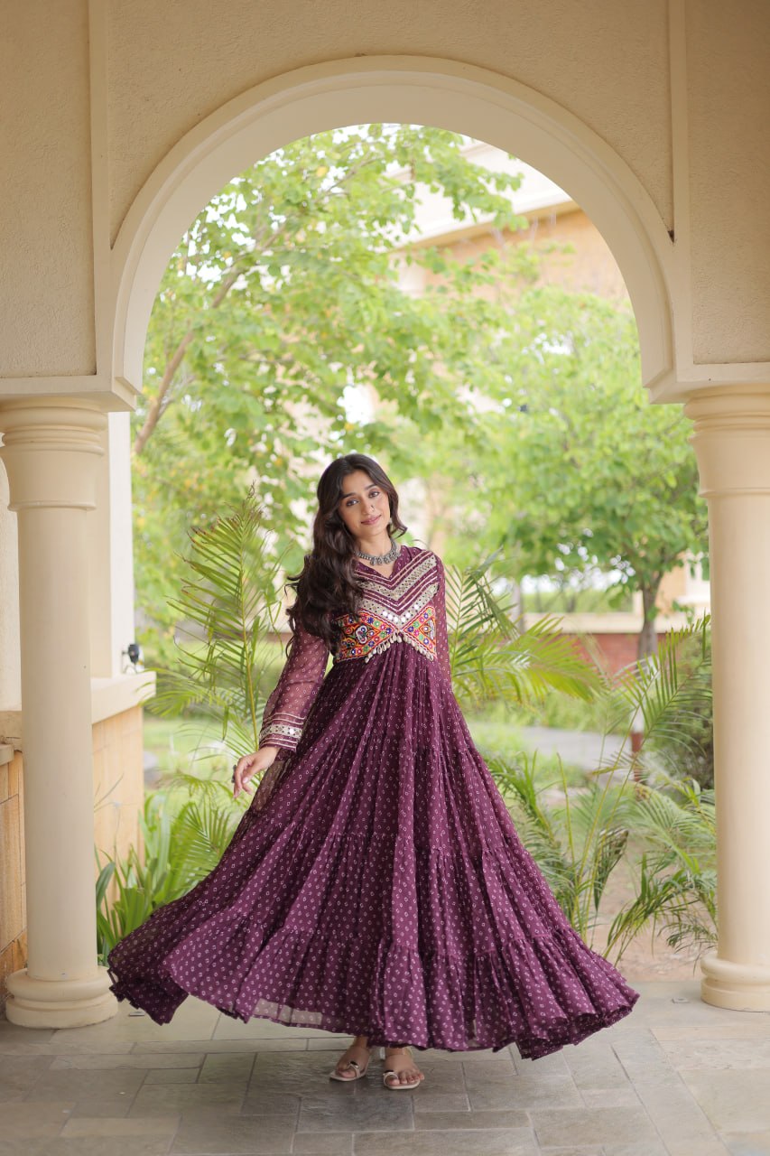 Bandhani Kutchi Patchwork Gown ClothsVilla