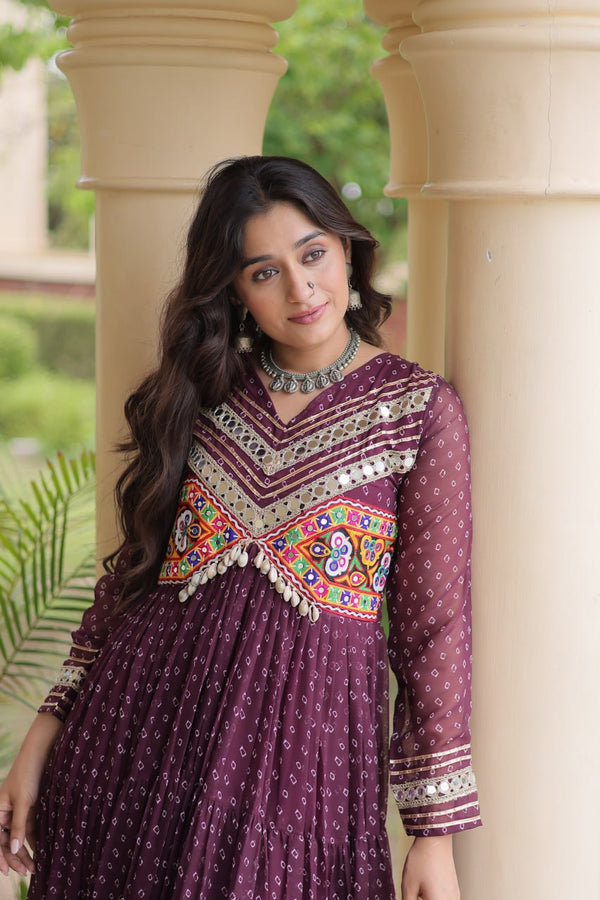 Bandhani Kutchi Patchwork Gown ClothsVilla