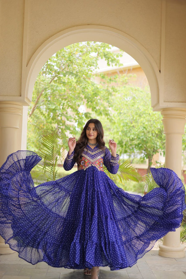 Bandhani Kutchi Patchwork Gown ClothsVilla