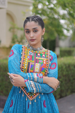 Bandhani Print Anarkali Gown with Kutchi work ClothsVilla