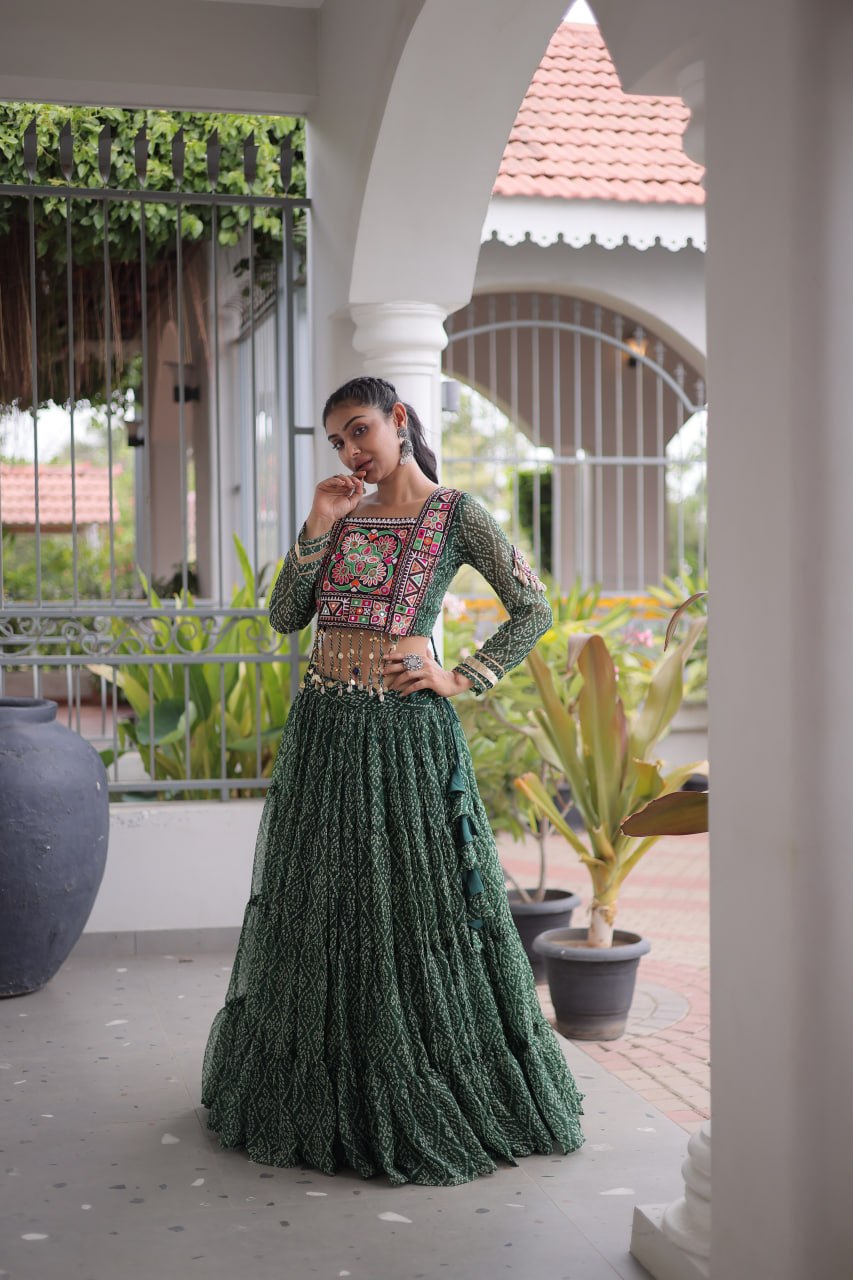 Bandhani Print Georgette Lehenga Choli ClothsVilla