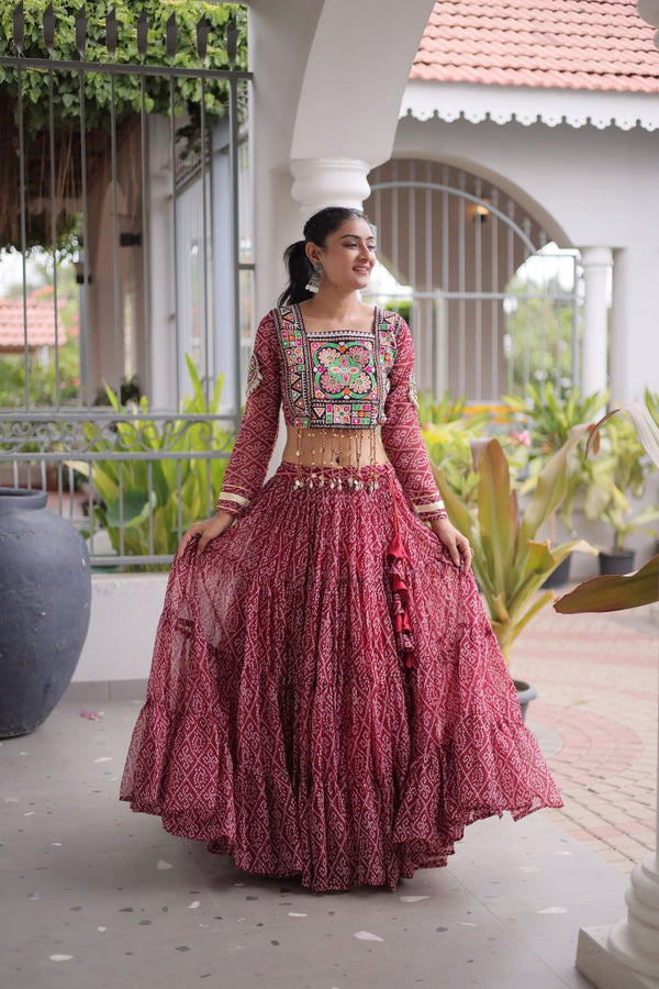 Bandhani Print Georgette Lehenga Choli ClothsVilla
