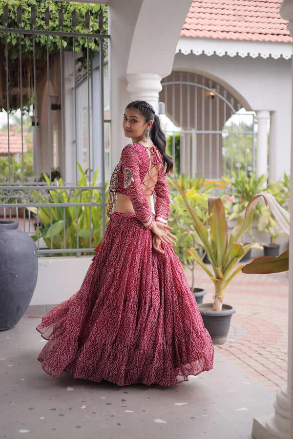 Bandhani Print Georgette Lehenga Choli ClothsVilla