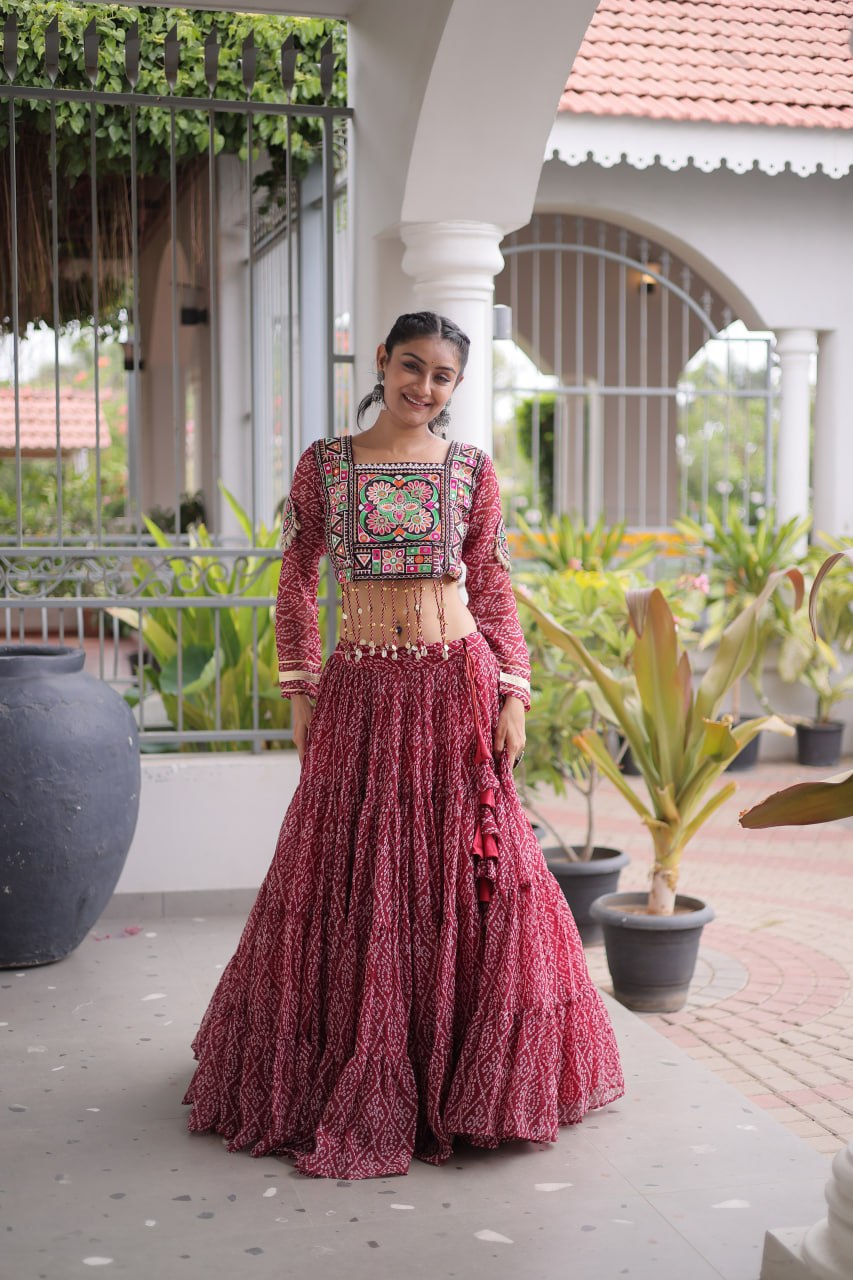 Bandhani Print Georgette Lehenga Choli ClothsVilla