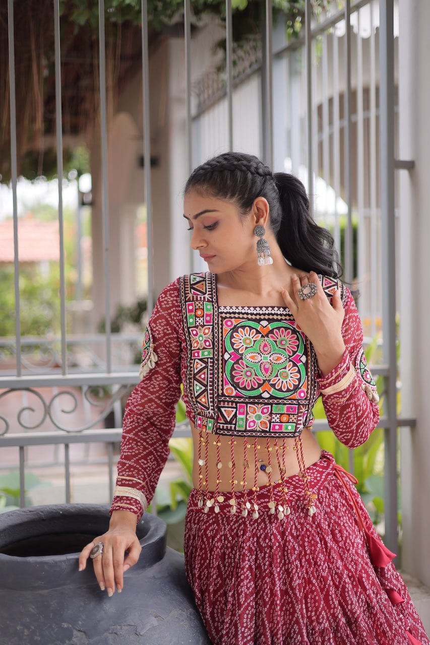 Bandhani Print Georgette Lehenga Choli ClothsVilla