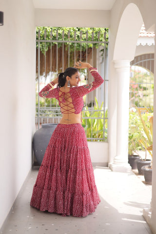 Bandhani Print Georgette Lehenga Choli ClothsVilla