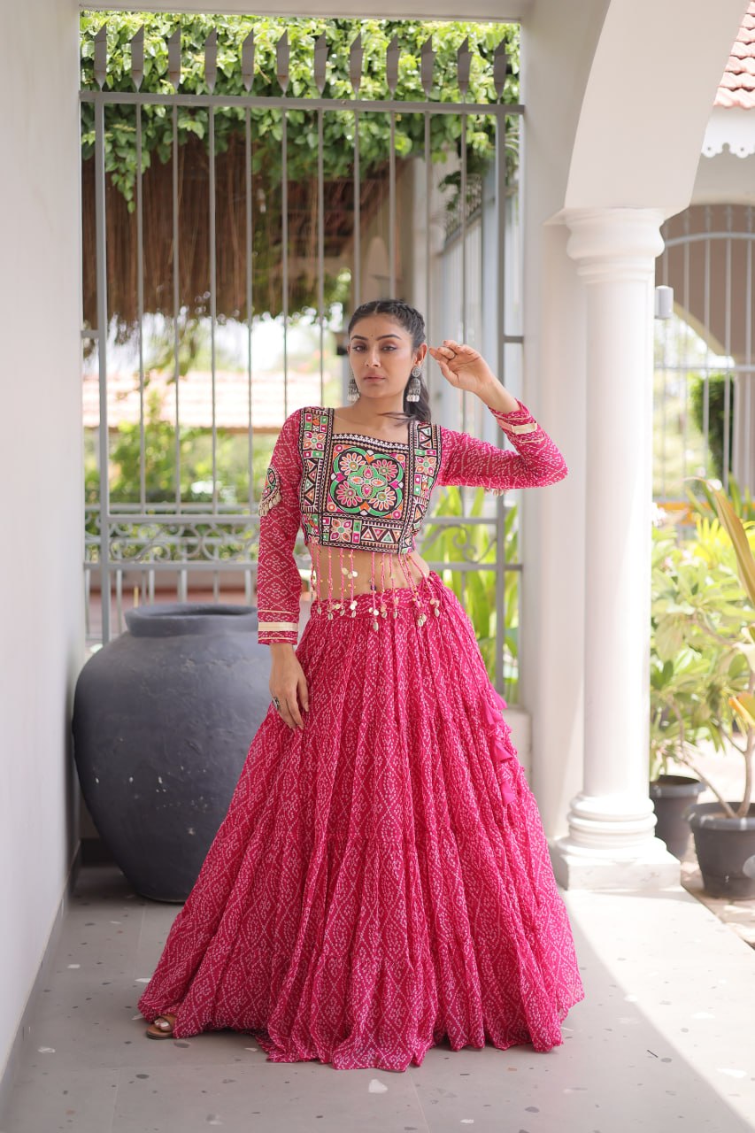 Bandhani Print Georgette Lehenga Choli ClothsVilla