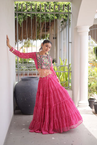 Bandhani Print Georgette Lehenga Choli ClothsVilla
