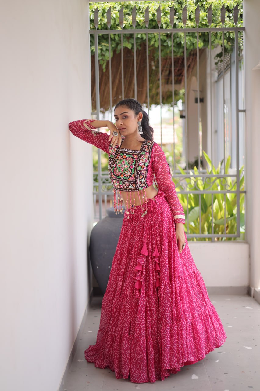 Bandhani Print Georgette Lehenga Choli ClothsVilla