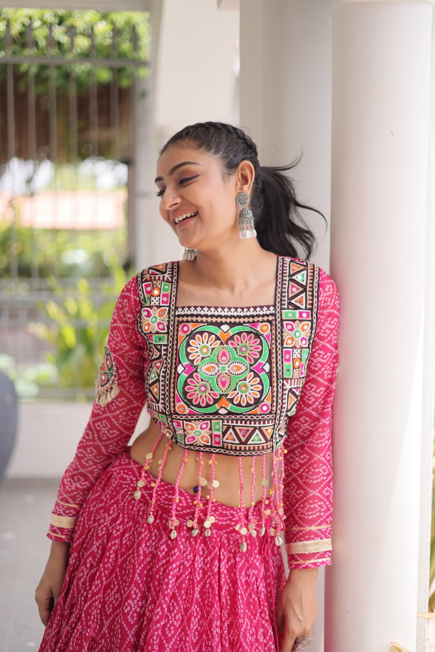 Bandhani Print Georgette Lehenga Choli ClothsVilla
