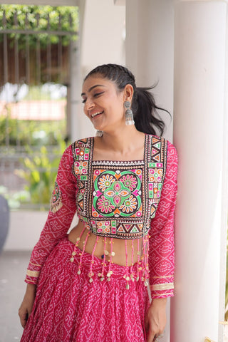 Bandhani Print Georgette Lehenga Choli ClothsVilla