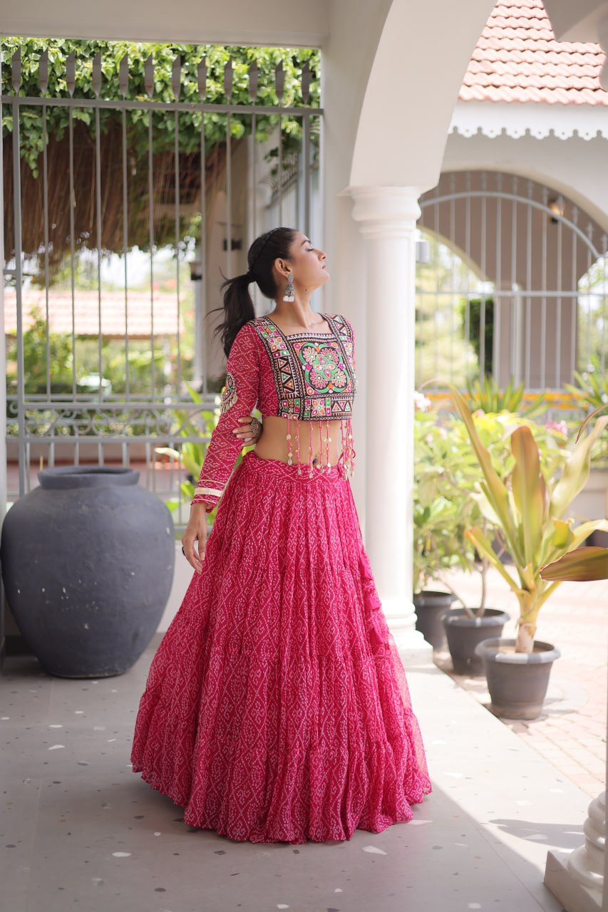 Bandhani Print Georgette Lehenga Choli ClothsVilla