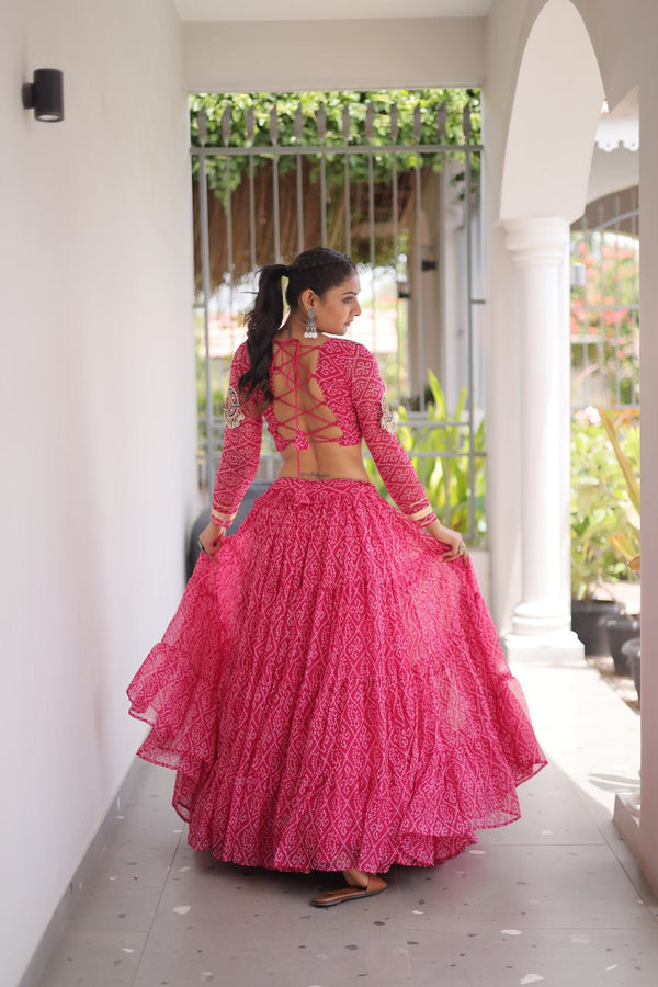 Bandhani Print Georgette Lehenga Choli ClothsVilla