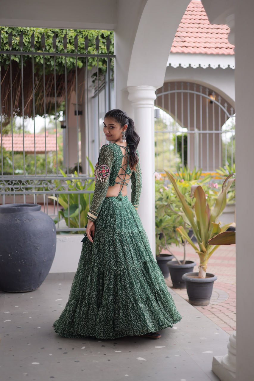 Bandhani Print Georgette Lehenga Choli ClothsVilla