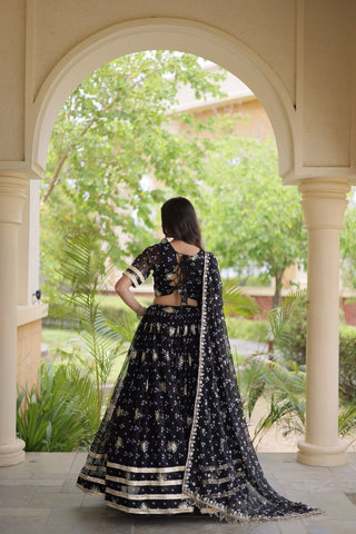 Bandhej Print Sequins Zari Work Lehenga Set ClothsVilla