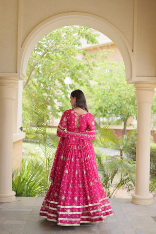 Bandhej Print Sequins Zari Work Lehenga Set ClothsVilla