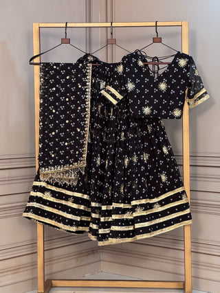 Bandhej Print Sequins Zari Work Lehenga Set ClothsVilla