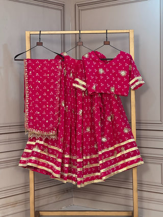 Bandhej Print Sequins Zari Work Lehenga Set ClothsVilla