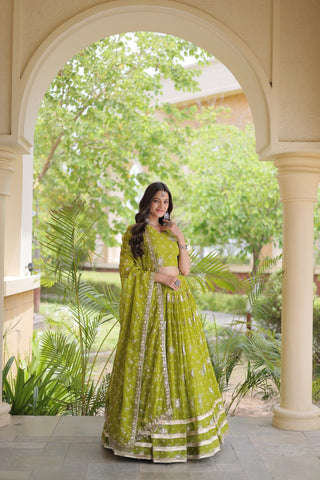 Bandhej Print Sequins Zari Work Lehenga Set ClothsVilla