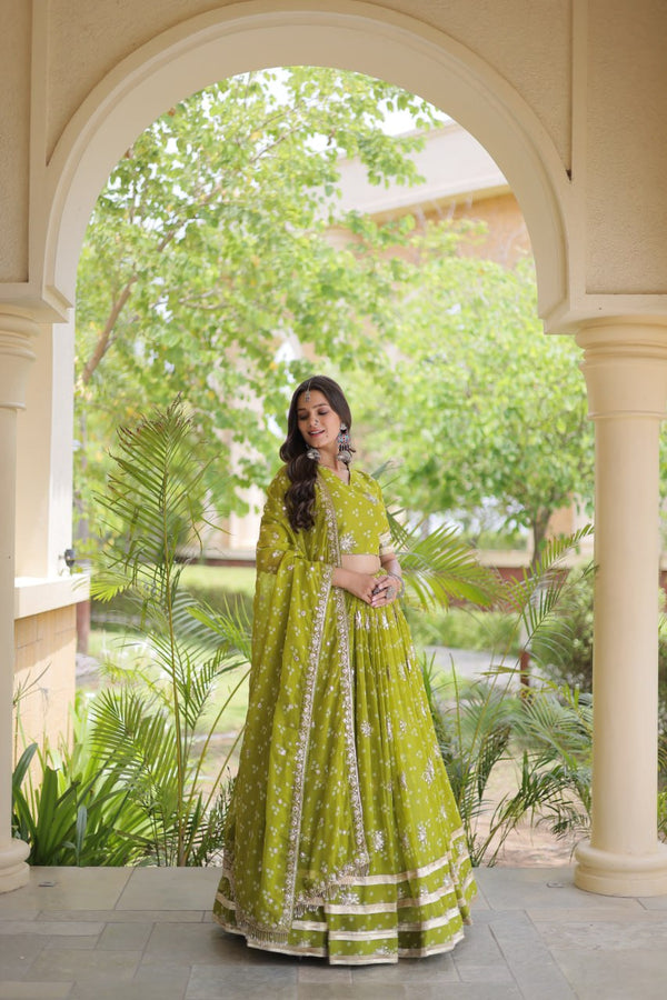 Bandhej Print Sequins Zari Work Lehenga Set ClothsVilla