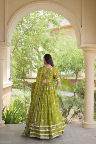 Bandhej Print Sequins Zari Work Lehenga Set ClothsVilla