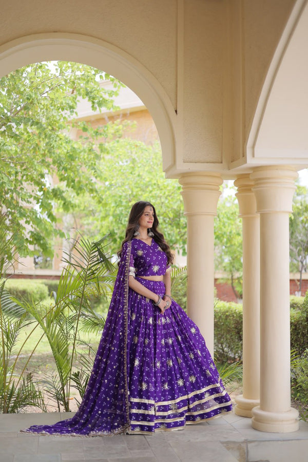 Bandhej Print Sequins Zari Work Lehenga Set ClothsVilla