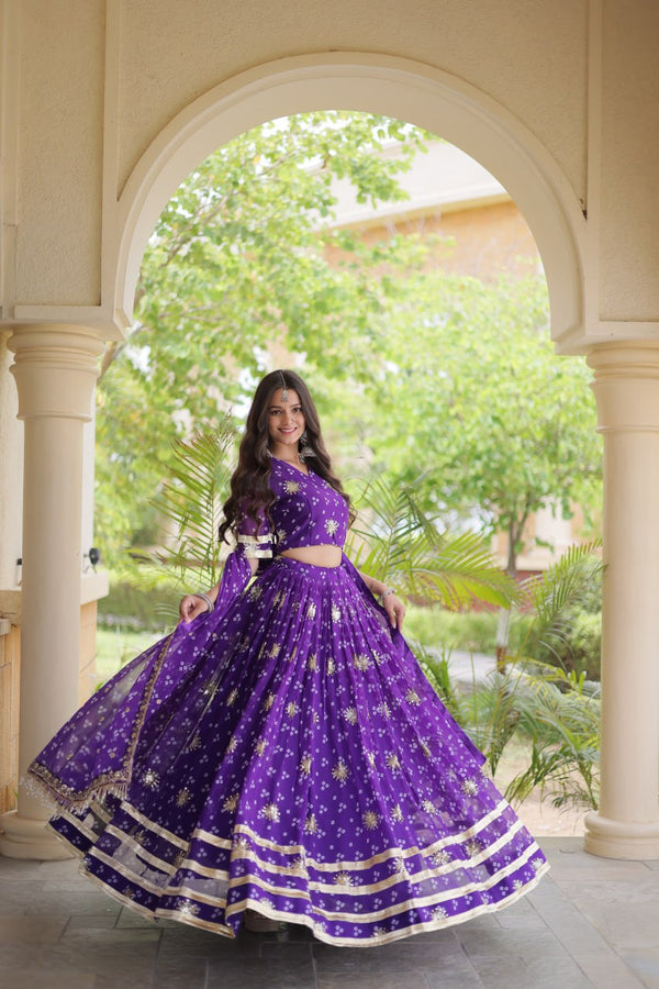Bandhej Print Sequins Zari Work Lehenga Set ClothsVilla