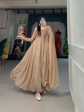 Load image into Gallery viewer, Beige Alia Style Georgette Gown with Sequins Embroidery Lace ClothsVilla