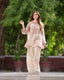 Beige Designer Digital Printed Georgette Suit Set with Farshi Plazzo & Net Dupatta ClothsVilla