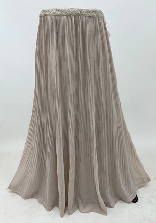 Beige Elegant Faux Georgette Embroidered Gown Set with Dupatta ClothsVilla