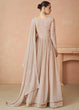 Load image into Gallery viewer, Beige Elegant Faux Georgette Embroidered Gown Set with Dupatta ClothsVilla
