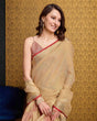 Load image into Gallery viewer, Beige Elegant Solid Saree with Zari Border – Timeless Grace ClothsVilla