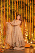 Load image into Gallery viewer, Beige Embroidered Gown Sharara Set ClothsVilla
