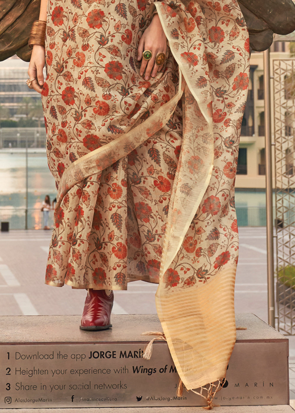 Beige Exquisite Blended Tissue Silk Saree with Blouse Piece ClothsVilla