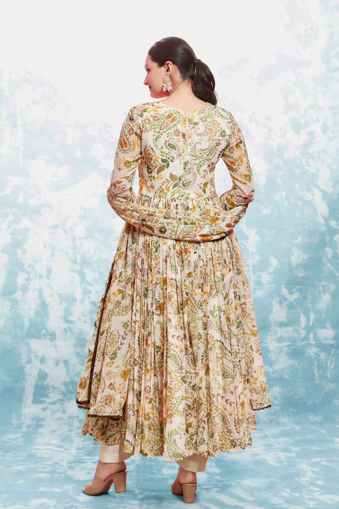 Beige Georgette Printed Suit Set | Fully Stitched & Ready to Wear ClothsVilla