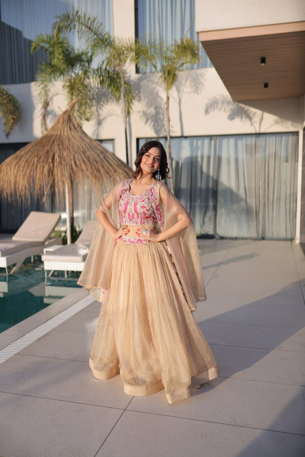 Beige Modern Ethnic Lehenga with Shrug ClothsVilla