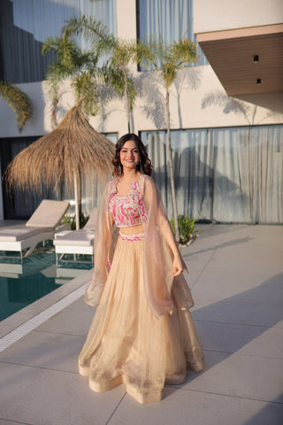 Beige Modern Ethnic Lehenga with Shrug ClothsVilla