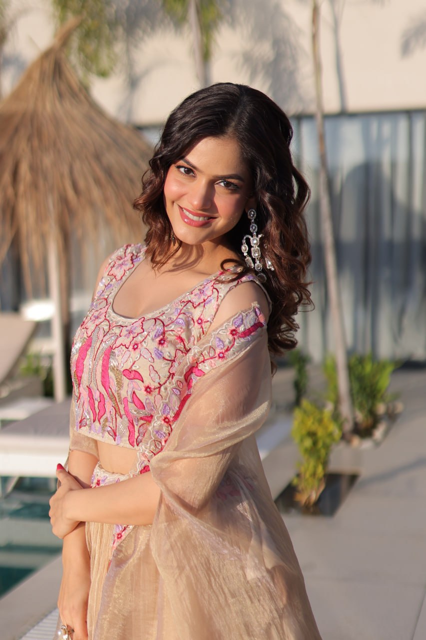 Beige Modern Ethnic Lehenga with Shrug ClothsVilla